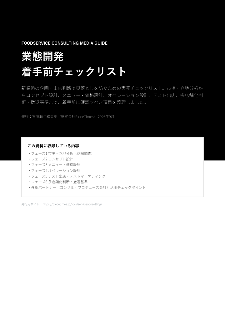 業態開発 着手前チェックリスト（PDF表紙）のプレビュー画像